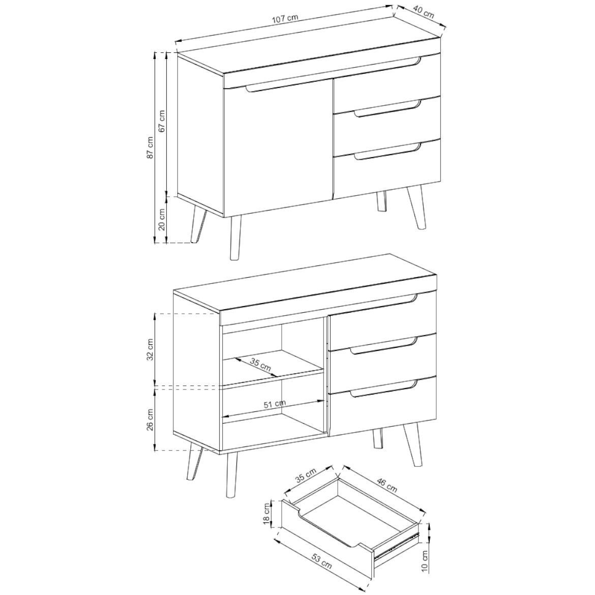 Nordi Sideboard Cabinet 107cm