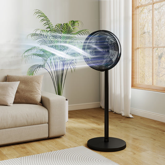 HOMCOM 40 cm Standing Fan, Cooling Floor Fan with 80° Oscillating, Adjustable Tilt and Height, 4 Speed, Remote Control, Black