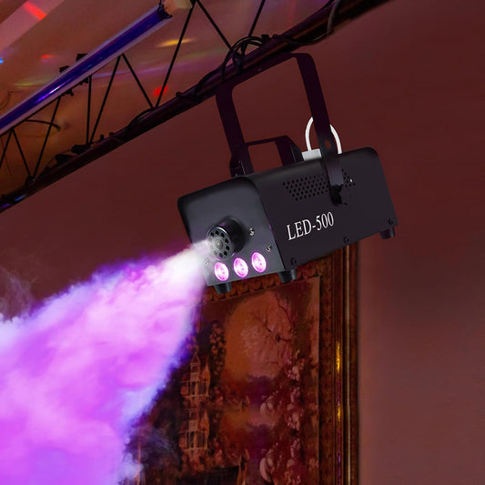 Maszyna do dymu HOMCOM z 3 światłami LED RGB z 13 kolorami i 4 efektami, 450 W 2000 CFM maszyna do dymu z przewodowymi i bezprzewodowymi pilotami na Halloween, Boże Narodzenie, wesele, dyskotekę, DJ-a, efekty sceniczne