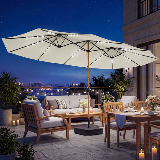 Outsunny Double Sided Garden Parasol in Cream White, image 2