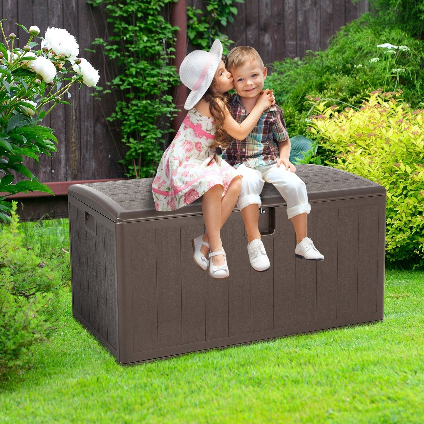 400L Outdoor Storage Deck Box wIth Lockable Cover