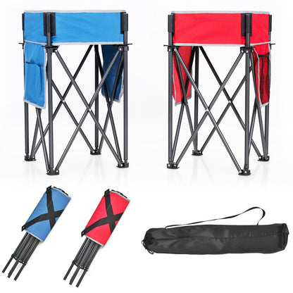 2 Pieces Folding Camping Tables with Large Capacity Storage Sink and Anti-Blue & Red