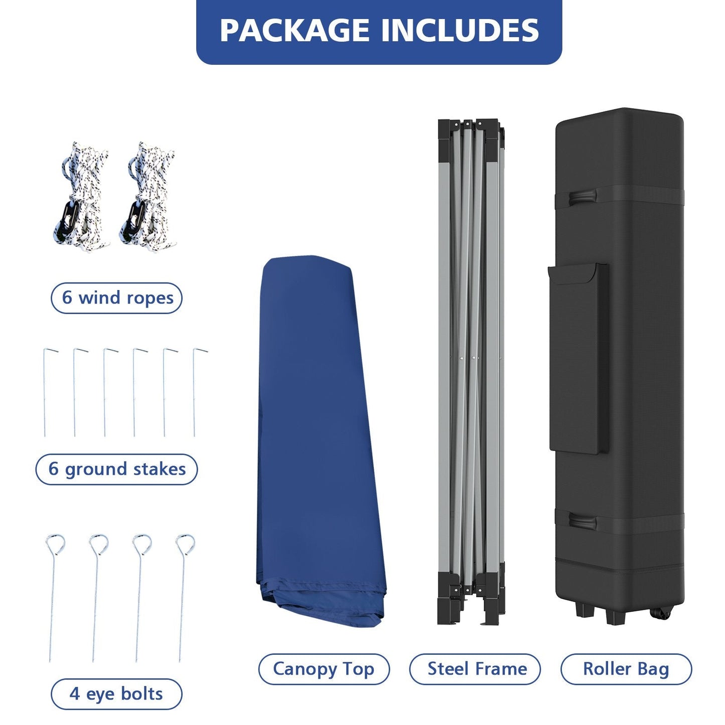 6 x 3m Pop Up Gazebo with 3 Height Positions and Wheeled Storage Bag-Blue