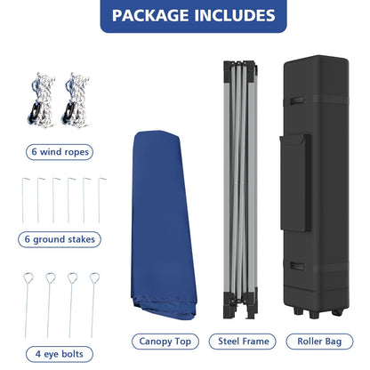 6 x 3m Pop Up Gazebo with 3 Height Positions and Wheeled Storage Bag-Blue