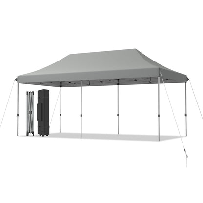 6 x 3m Pop Up Gazebo with 3 Height Positions and Wheeled Storage Bag-Grey