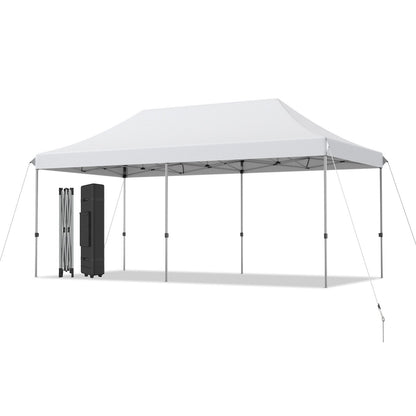 6 x 3m Pop Up Gazebo with 3 Height Positions and Wheeled Storage Bag-White