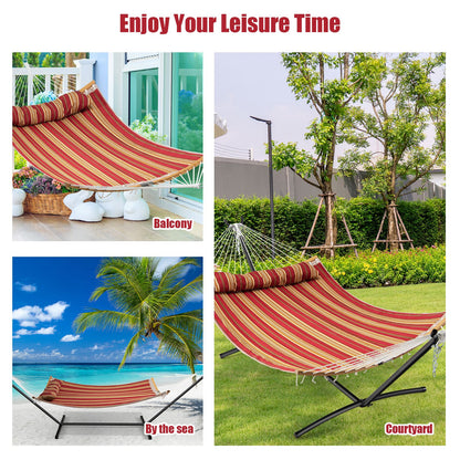 2 Person Double Hammock with Detachable Pillow for Tree-Red