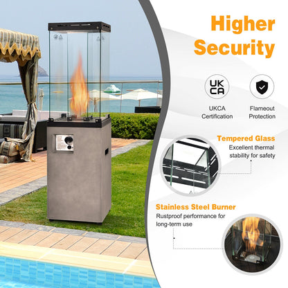 41,000 BTU Propane Patio Heater Outdoor Heater with Lockable Wheels-Grey