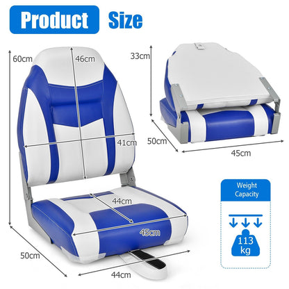 High Back Boat Seat with High-density Sponge Cushion-Blue