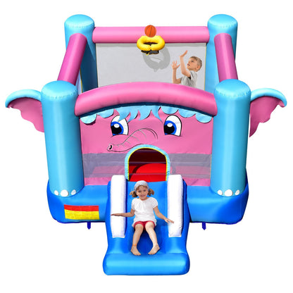 3-In-1 Inflatable Kids Bounce House with Slides and Basketball Rim (without Blower)