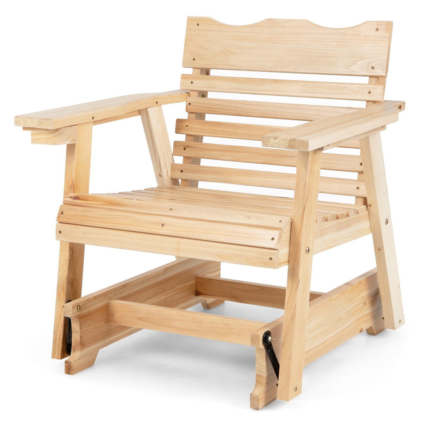 Wood Rocking Chair with High Back and Widened Armrests-Natural