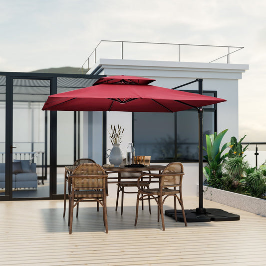 Parasol ogrodowy 3M Square Cantilever z obrotem 360° i podwójnym blatem Wine