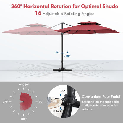 Parasol ogrodowy 3M Square Cantilever z obrotem 360° i podwójnym blatem Wine