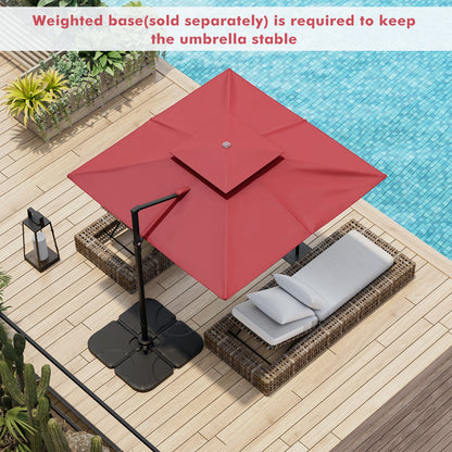 Parasol ogrodowy 3M Square Cantilever z obrotem 360° i podwójnym blatem Wine