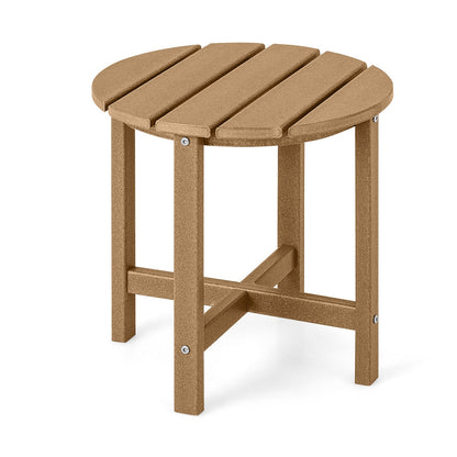 Patio Round HDPE Side Table for Yard Porch Garden-Brown