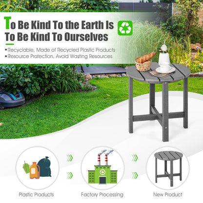 Patio Round HDPE Side Table for Yard Porch Garden-Grey