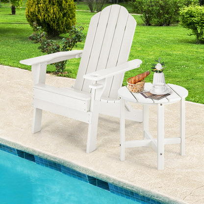Patio Round HDPE Side Table for Yard Porch Garden-White