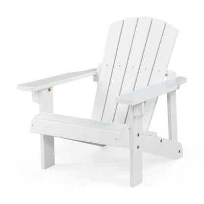 Wooden Kids Adirondack Chair with High Backrest and Armrest-White