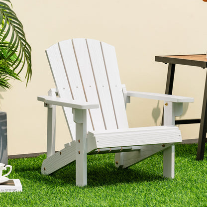 Wooden Kids Adirondack Chair with High Backrest and Armrest-White