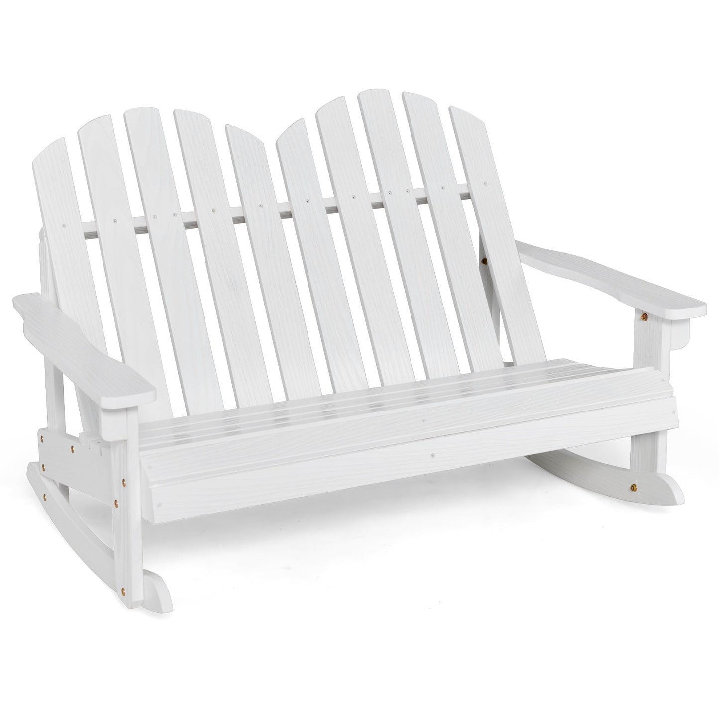 2 Person Adirondack Rocking Chair Outdoor Rocking Bench-White