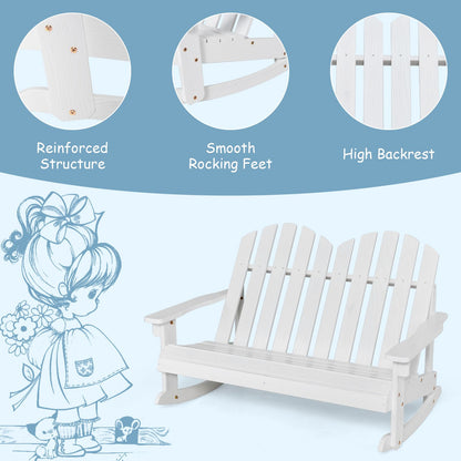 2 Person Adirondack Rocking Chair Outdoor Rocking Bench-White