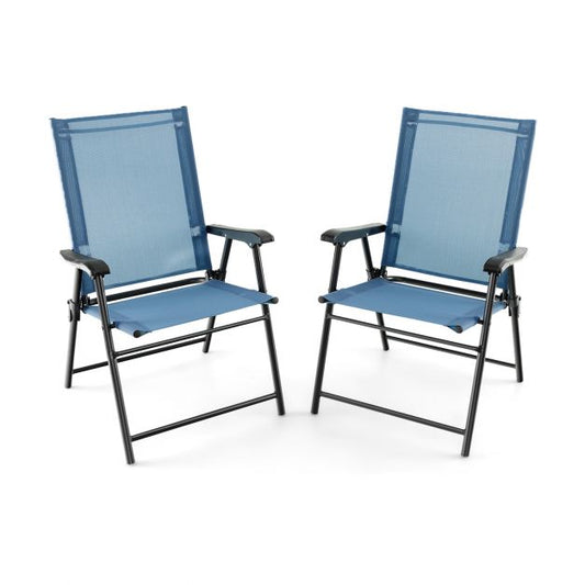 2-Piece Patio Folding Chairs with Weather-resistant Fabric for Garden