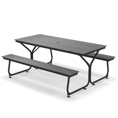 Outdoor Picnic Table Bench Set for 6-8 People-Grey