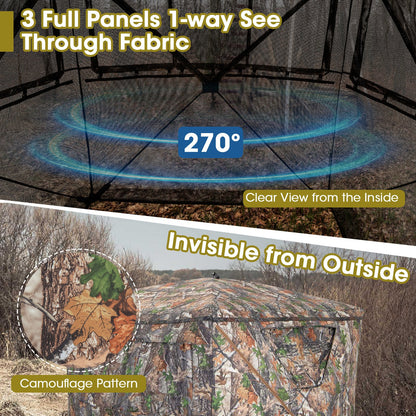 Portable 270 Degree See Through Hunting Blind with Silent Sliding Window