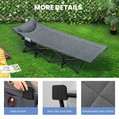 Sleeping Cot Bed with Carry Bag-Grey