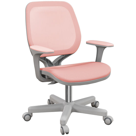 Vinsetto Office Chair, Breathable Mesh Swivel Desk Chair with Adjustable Height and 360 Degree Swivel Security Wheels for Home Office, Study, Pink