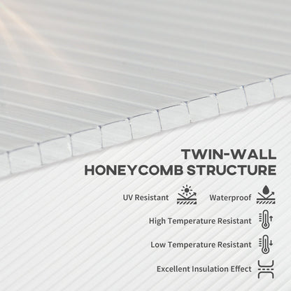 14 قطعة من ألواح البولي كربونات، صفائح أسقف بلاستيكية مزدوجة الجدار مقاس 121 × 61 × 0.4 سم، ألواح بديلة للدفيئة بمساحة 10 متر مربع، مقاومة للماء، حماية من الأشعة فوق البنفسجية، شفافة