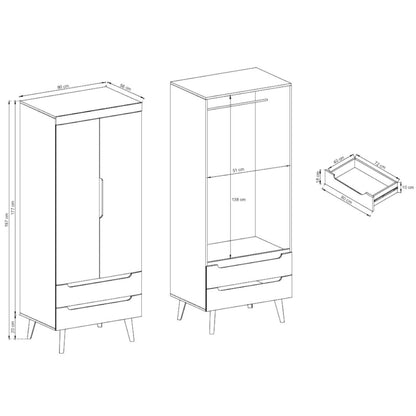 Nordi Hinged Wardrobe 80cm