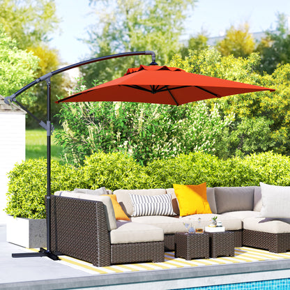 Outsunny 3(m) Parasol wysięgnikowy z podstawą poprzeczną - pomarańczowy
