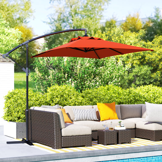 Outsunny 3(m) Parasol wysięgnikowy z podstawą poprzeczną - pomarańczowy