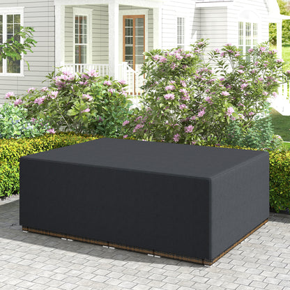 Outsunny 600D Oxford Outdoor Garden Furniture Sofa Set Pokrowiec, Wodoodporny Anty-UV Rattan Ochronny Leżak Ochronny, 275L x 205W x 90Hcm, Czarny