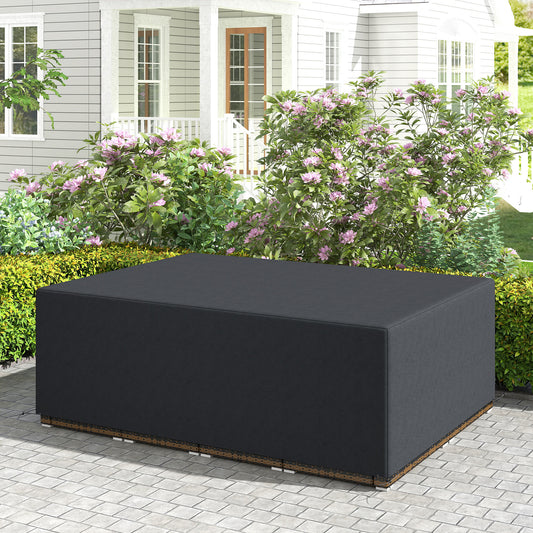 Outsunny 600D Oxford Outdoor Garden Furniture Sofa Set Pokrowiec, Wodoodporny Anty-UV Rattan Ochronny Leżak Ochronny, 275L x 205W x 90Hcm, Czarny