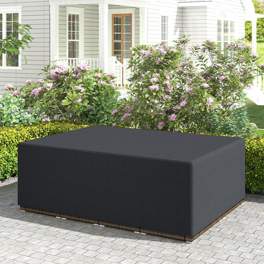 Outsunny 600D Oxford Outdoor Garden Furniture Sofa Set Pokrowiec, Wodoodporny Anty-UV Rattan Ochronny Leżak Ochronny, 275L x 205W x 90Hcm, Czarny