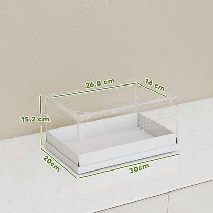 PawHut Acrylic Reptile Terrarium with Top Sliding Door, Vents, for Snake, Frog, Spider, Gecko, Tarantula, 30 x 20 x 15 cm