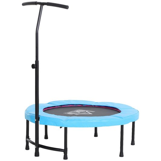 HOMCOM 40" Fitness Trampoline with Adjustable Handle, Rebounder Trampoline, Mini Jumper for Indoor Exercise Workout, Blue