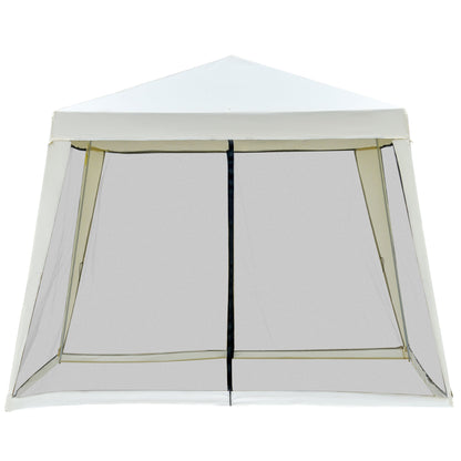 Outsunny 3 x 3 meter Outdoor Gazebo Garden Canopy Tent Sun Shade Event Shelter with Mesh Screen Side Walls, White