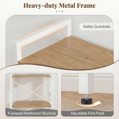 Narrow Bookshelf 4-Tier Freestanding Bookcase with Heavy-duty Metal Frame-Natural