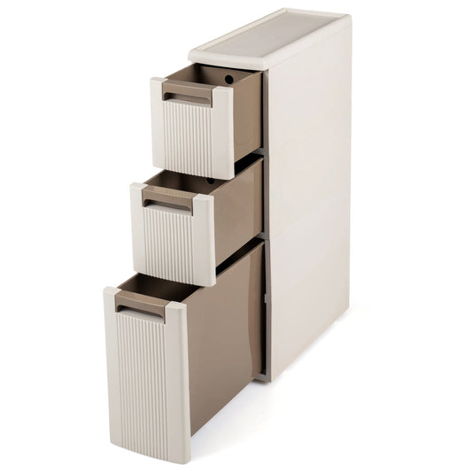 Narrow Storage Cabinet with 2/3/4 Drawers and Wheels-3 Drawers