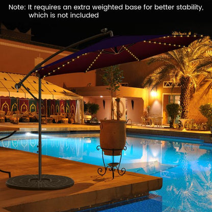 303 CM Solar-Powered Patio Offset Umbrella with 112 LED Lights-Navy