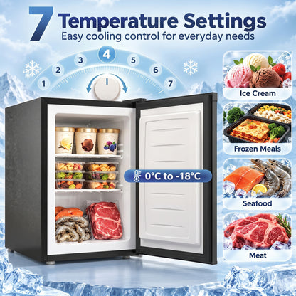 HOMCOM 60L Tabletop Mini Freezer, Countertop Small Freezer with Reversible Door, Removable Wire Shelves, Black
