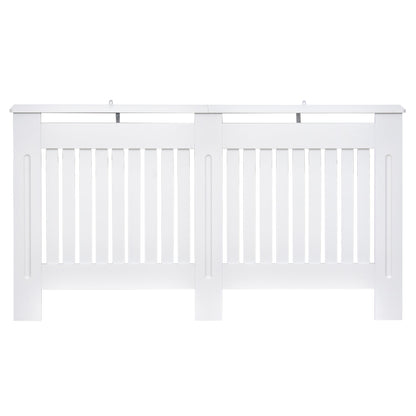 HOMCOM Slatted Radiator Cover Painted Cabinet MDF Lined Grill in White (152L x 19W x 81H cm)
