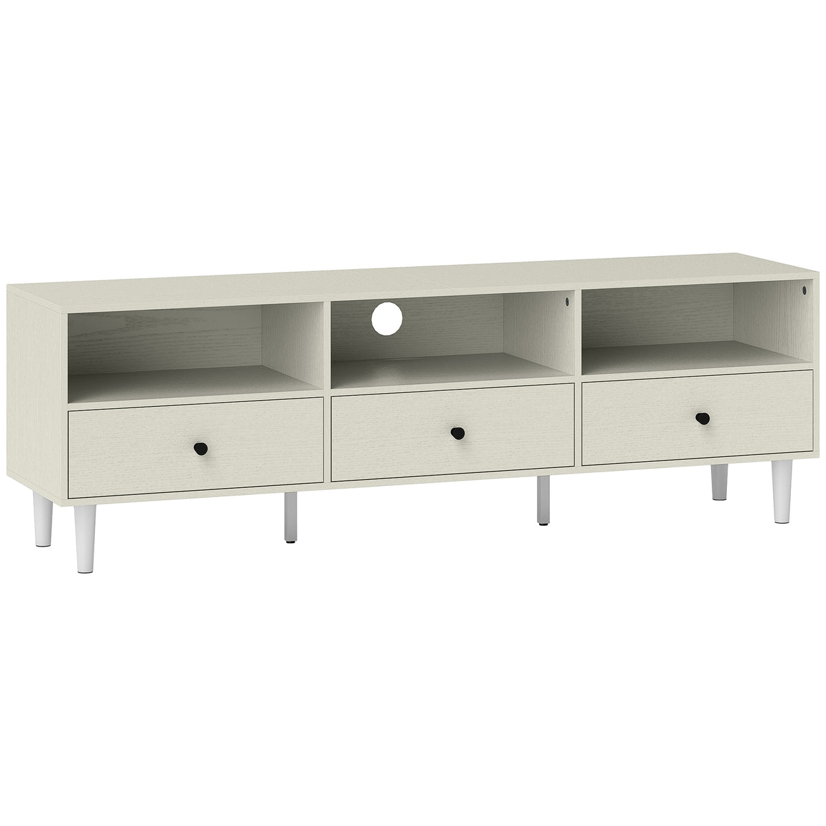 HOMCOM Multi-Storage Minimal TV Stand - Cream White