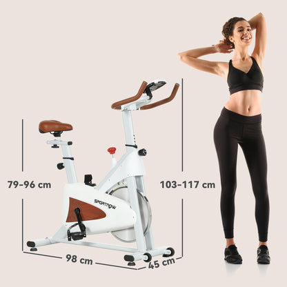 SPORTNOW Quiet Stationary Exercise Bike with Adjustable Resistance, Seat, White