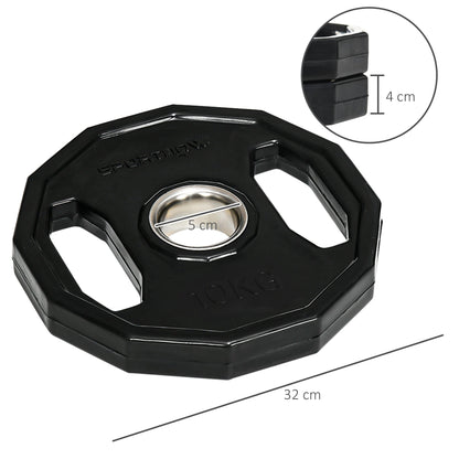 SPORTNOW Olympic Weight Plates Set, Metal and Rubber Bumper Plates Weights Discs with 2"/5cm Holes, for Home Gym Weight Lifting Strength Training, 2 x 10kg, Black