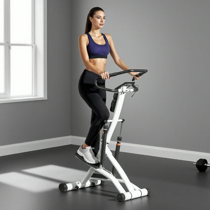 SPORTNOW Stepper Machine for Home, Foldable Stair Stepper with 12-Level Hydraulic Resistance, Stair Climber with LCD Monitor, Heart Rate Sensor and Drink Holder, White and Black