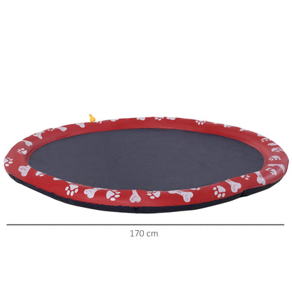PawHut Dog Splash Pad, Pet Sprinkler Mat, Non-Slip Dog Paddling Pool, Foldable Outdoor Sprinkler and Splash Mat Water Play for Garden, Patio, Summer Fun, 170 cm